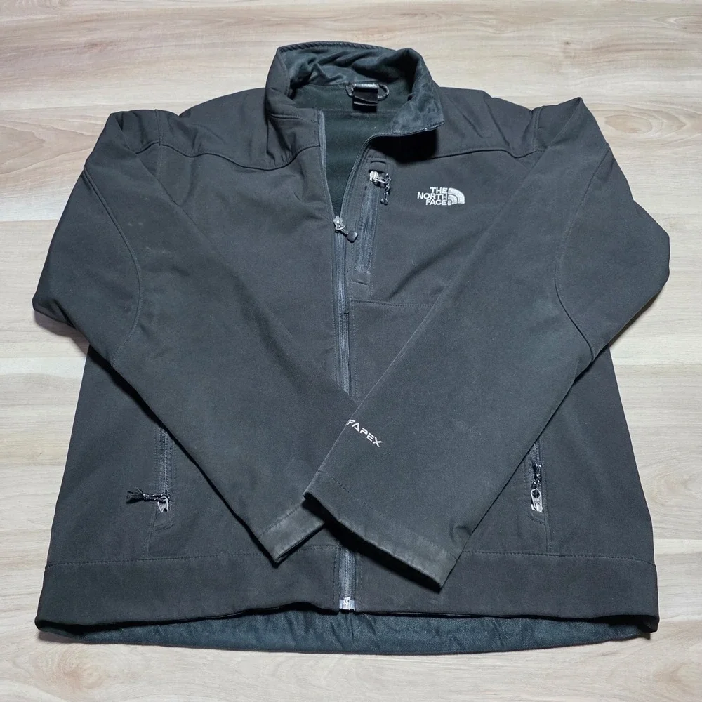 The North‎ Face Apex Softshell Jacket Mens L Black Full Zip Fleece Lined Outdoor